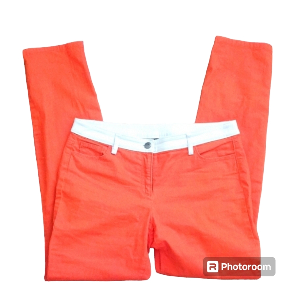 W by Worth jeans pants straight leg mid rise with stretch pockets orange cream 6
